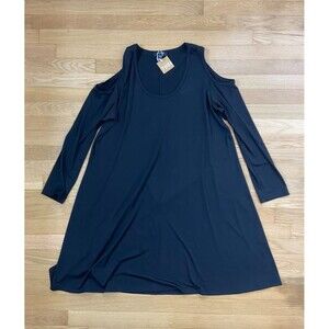 NWT Karen Kane Dress Women's 1X Black Cold Shoulder Stretch Scoop Neck Flowy